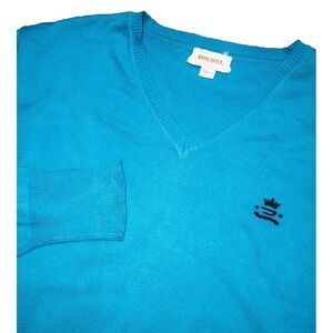 Diesel Sweater Men's L Blue Bentilogo Knitwear Lightweight‎ V Neck Slim Fit